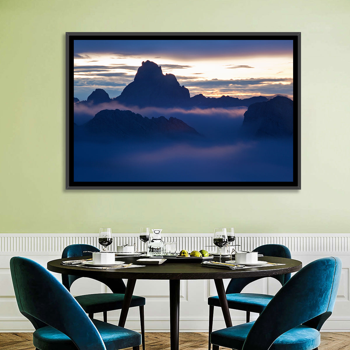 Dolomites Sunrise Silhouette Wall Art