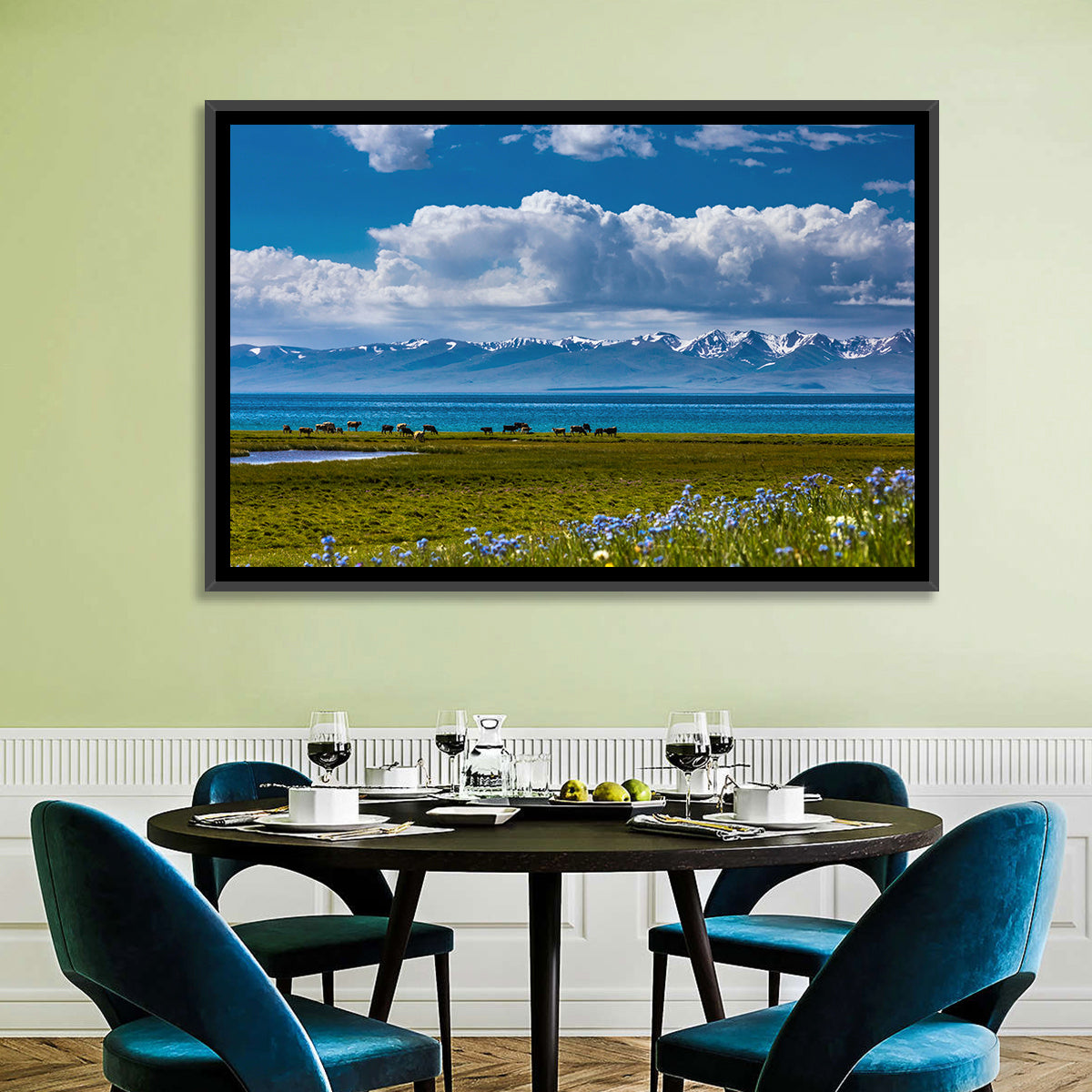 Song Kol Wildflower Shore Wall Art in a room, landscape