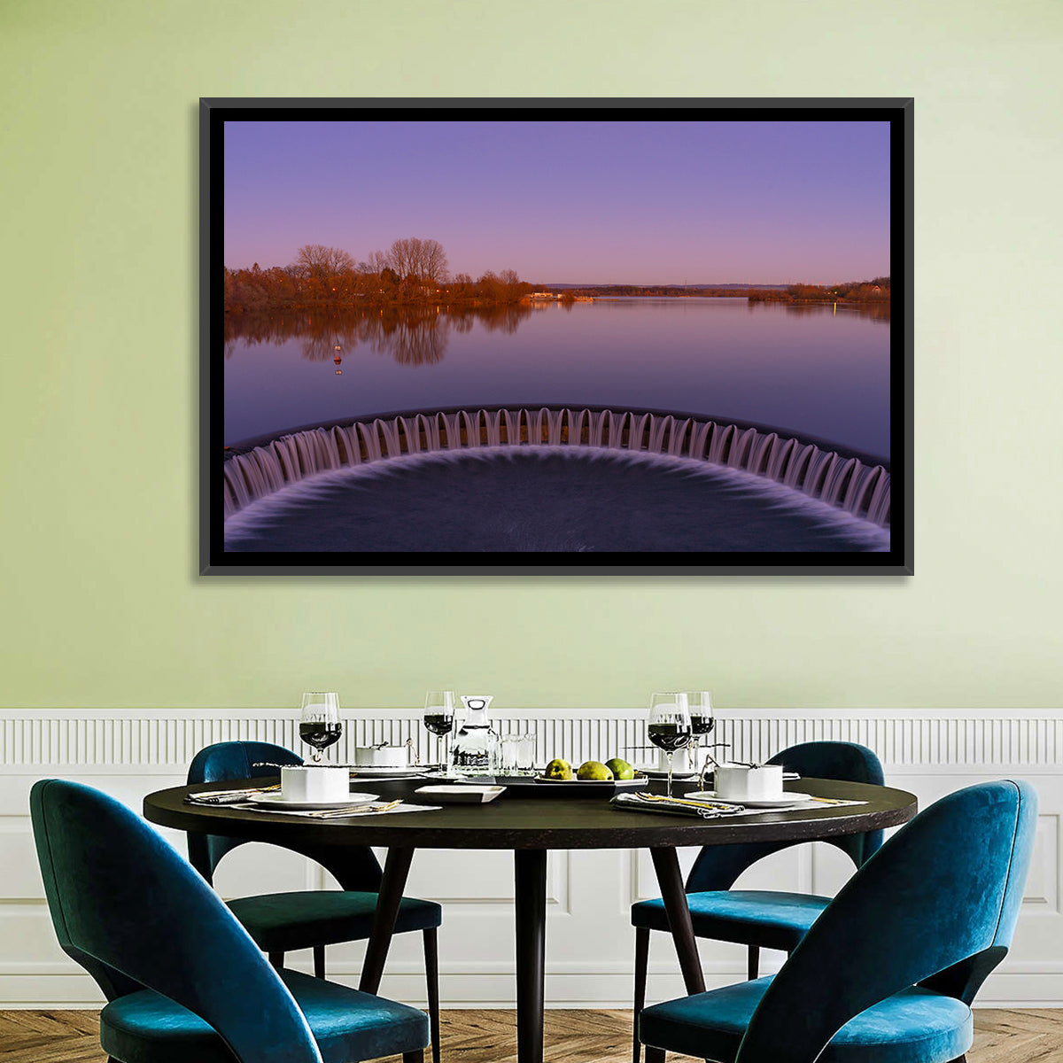 Circular Weir at Dusk Wall Art