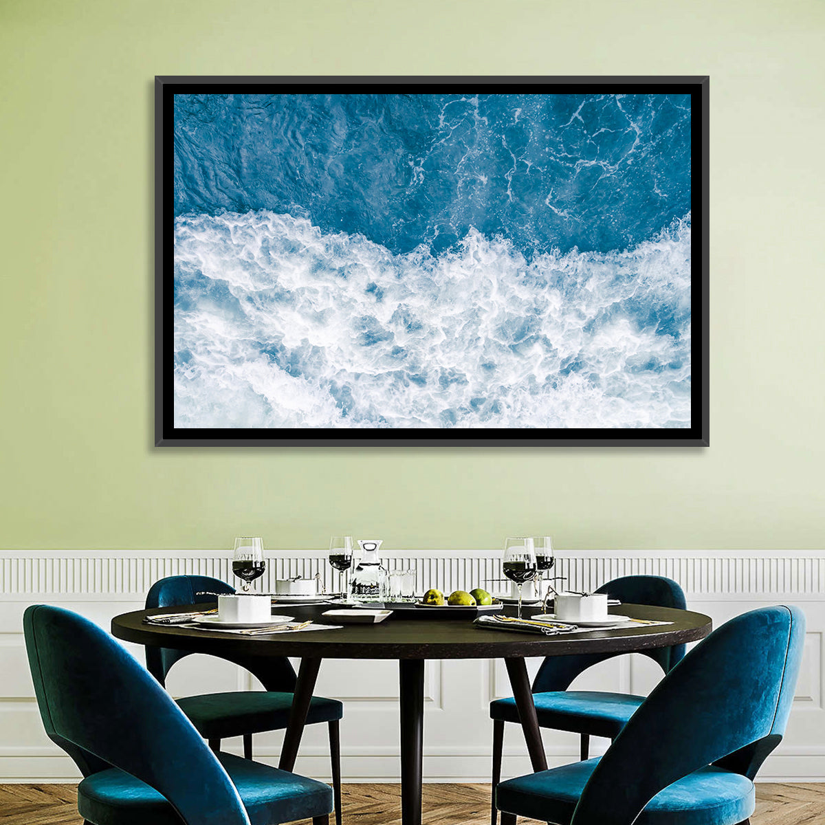 Stormy Blue Sea Wave Wall Art