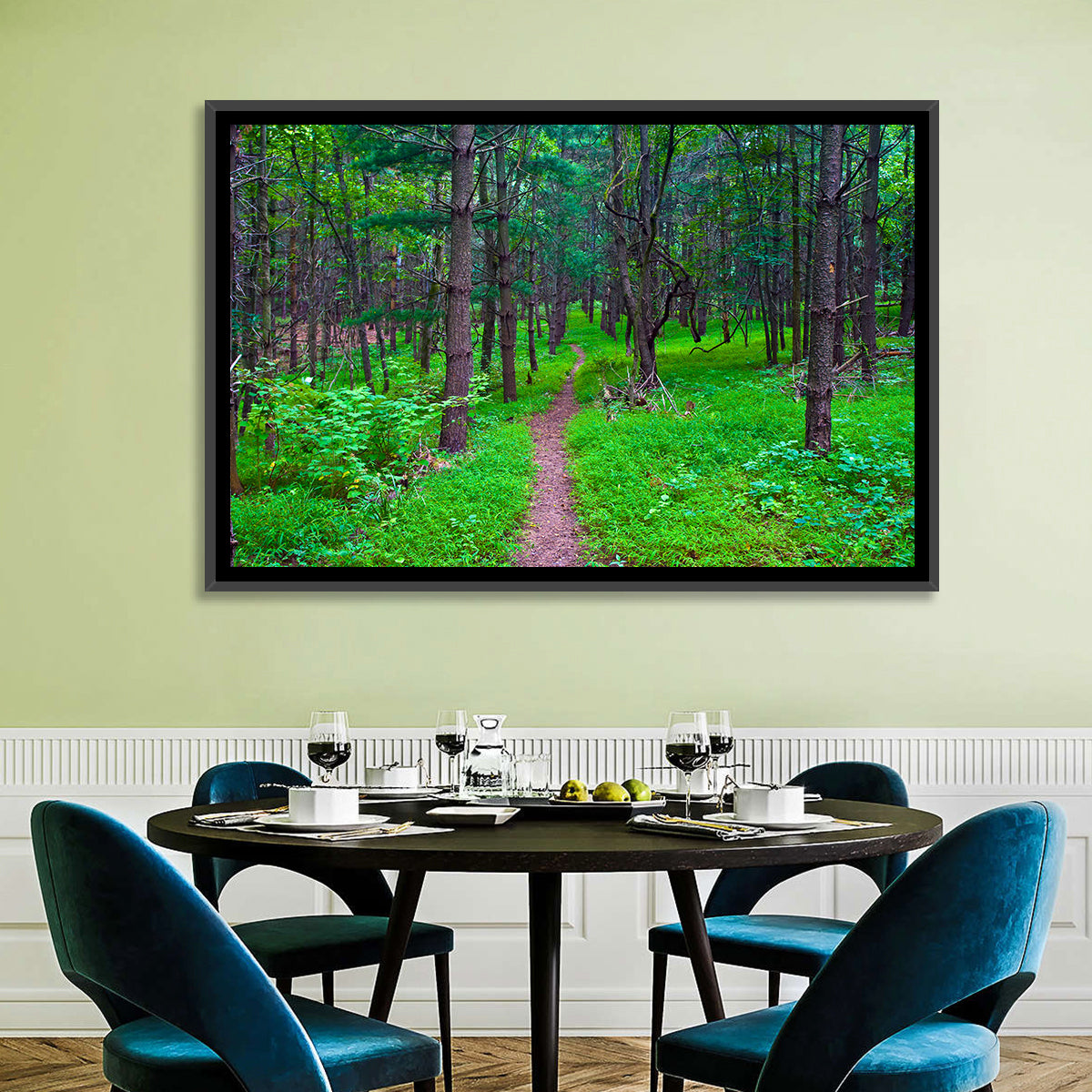 Lush Virginia Forest Trail Wall Art in a room, landscape