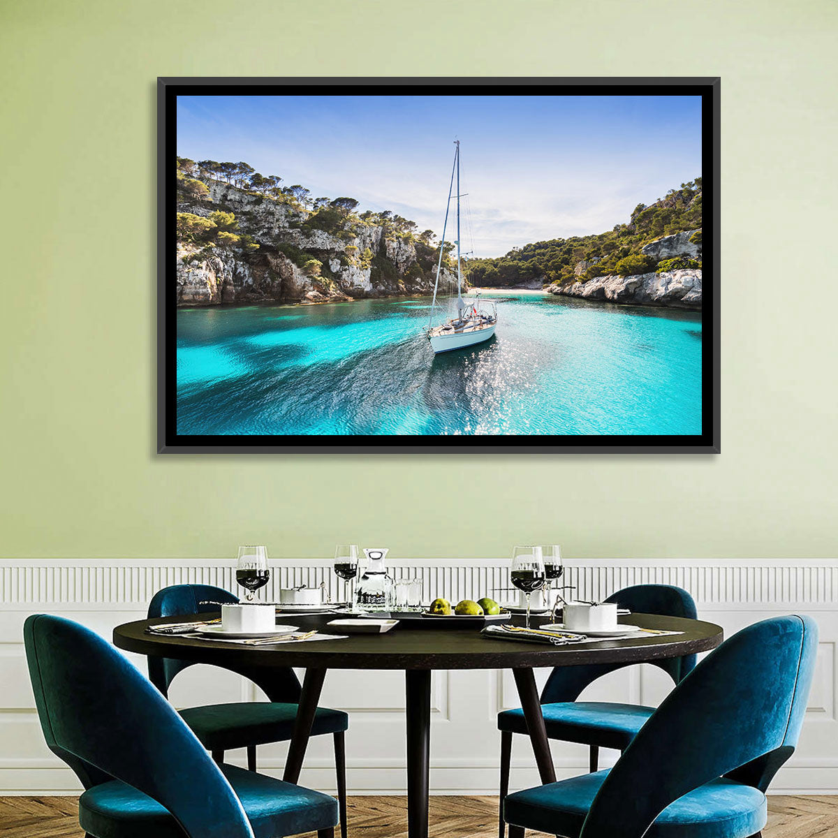 Menorca Cove Sailboat Wall Art