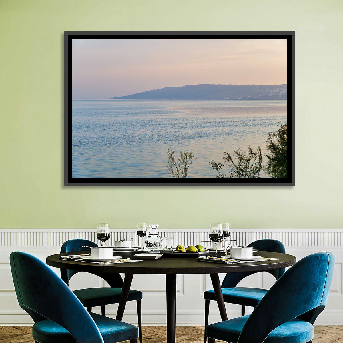 Sea of Galilee at Dusk Wall Art in a room, landscape