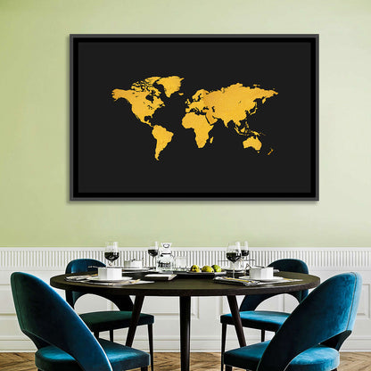 Gold Texture World Map Wall Art