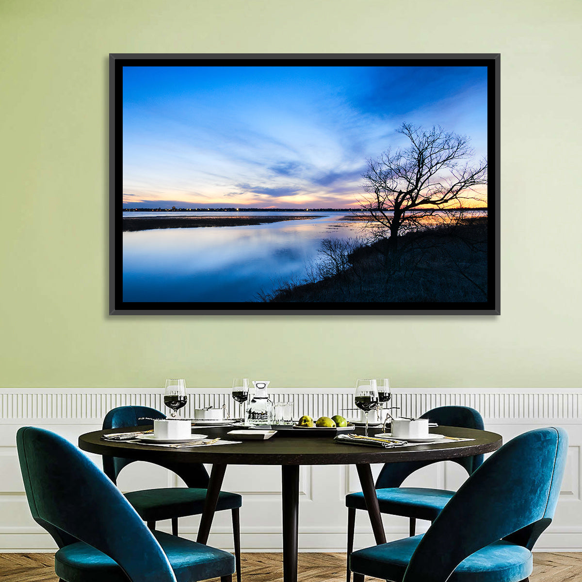 Lake Bemidji Twilight Wall Art in a room, landscape