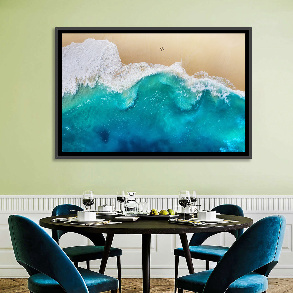 Nusa Penida Aerial Beach Wall Art in a room, landscape