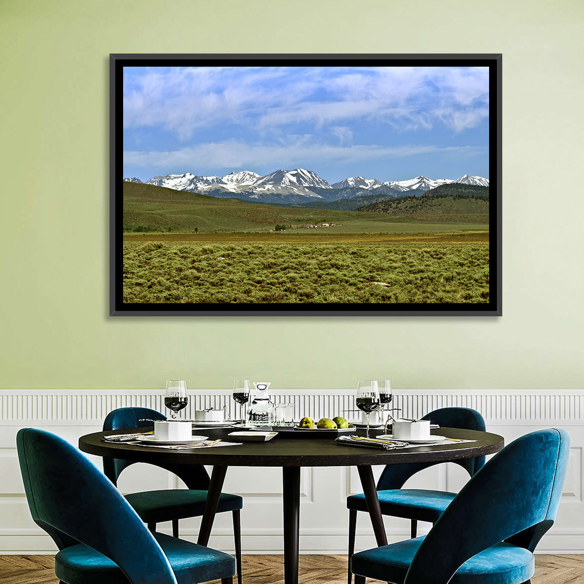Sierra Nevada Sagebrush Plains Wall Art in a room, landscape