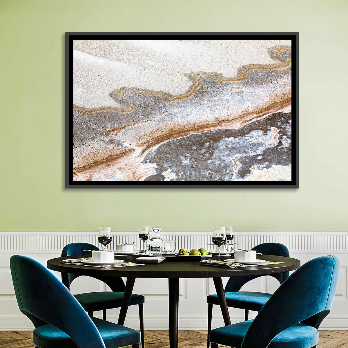 Lake Eyre Salt Flats Wall Art in a room, landscape
