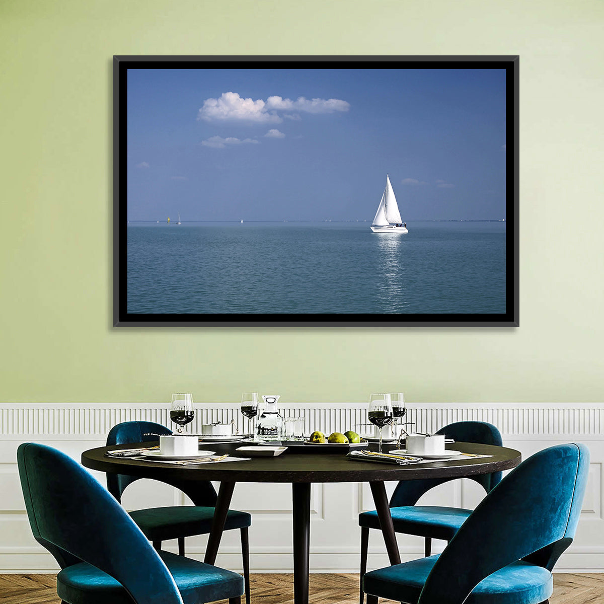 Sailboat on Lake Balaton Wall Art in a room, landscape