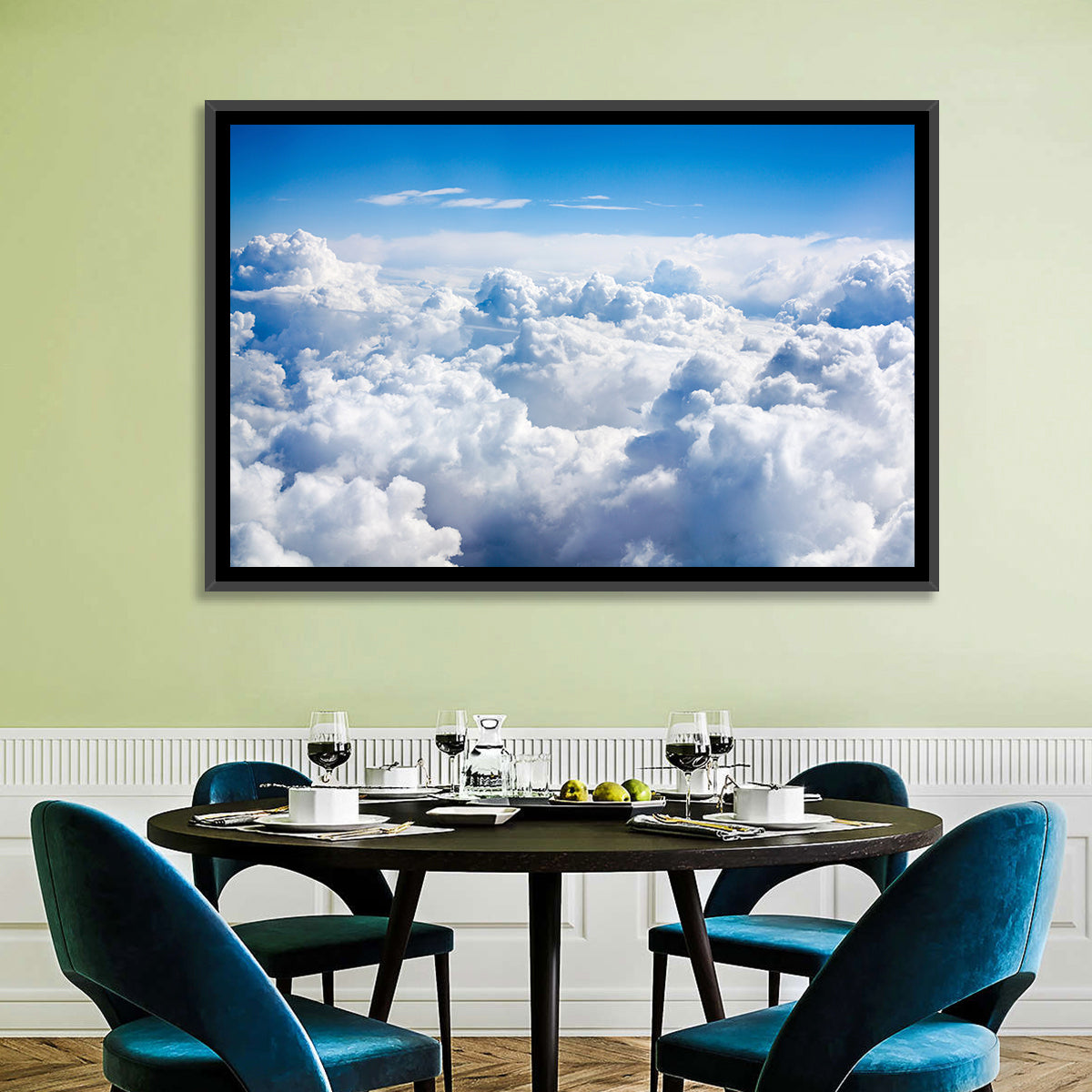 Aerial Cloudscape Wall Art in a room, landscape