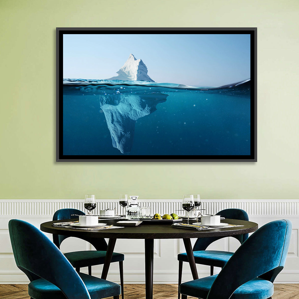 Split-level Iceberg Wall Art in a room, landscape