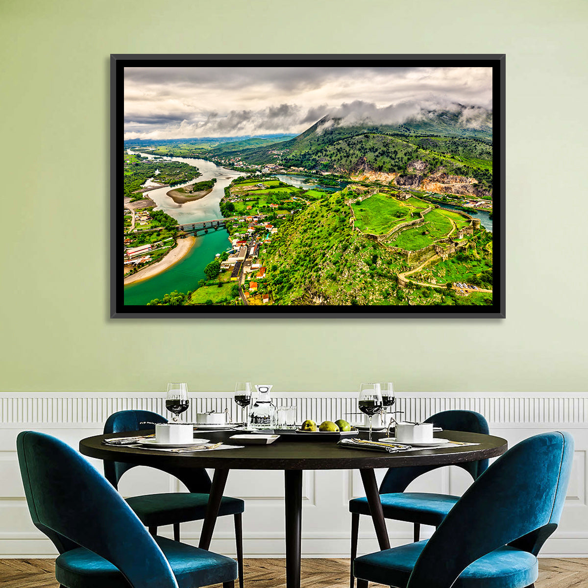 Rozafa Castle River Valley View Wall Art in a room, landscape
