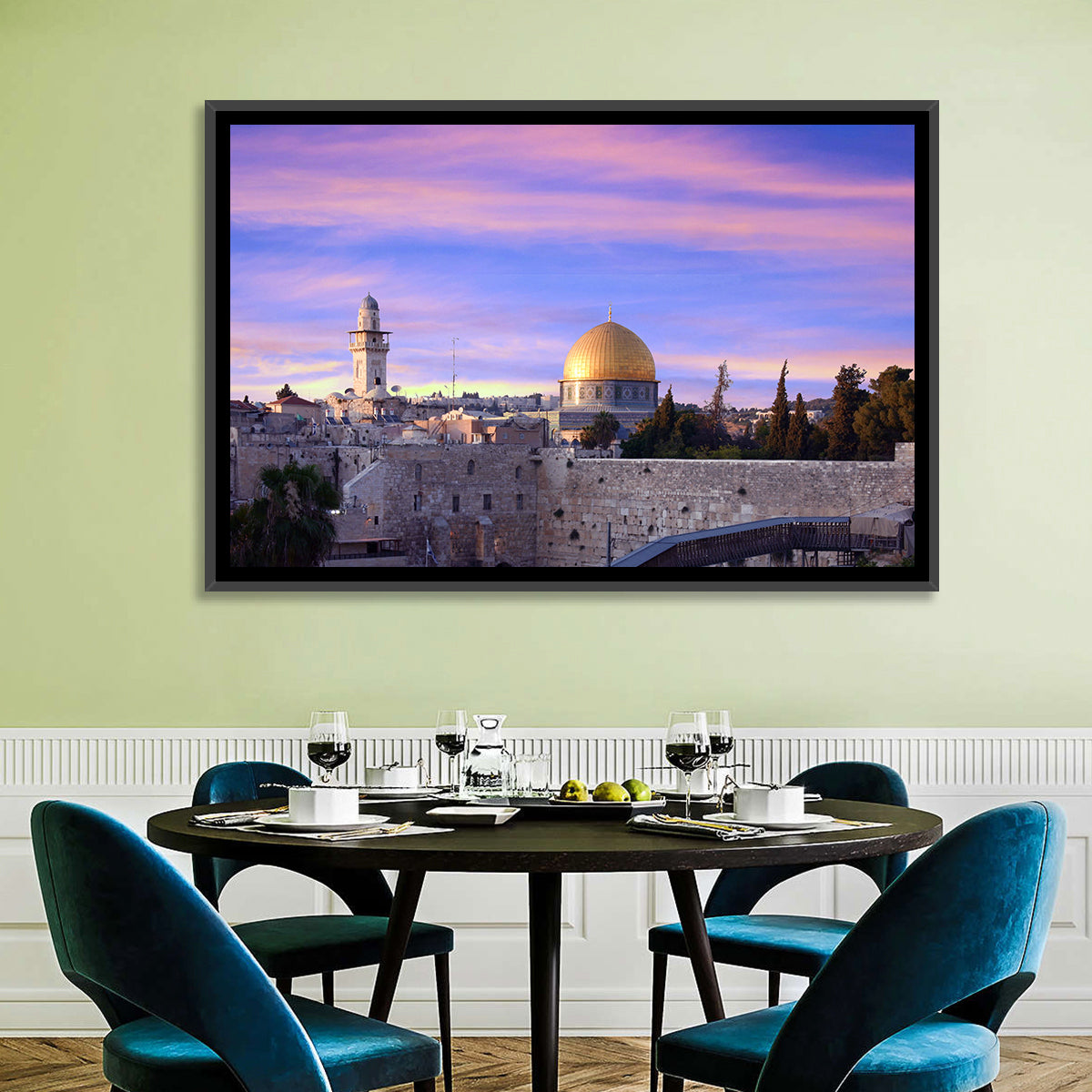 Al Aqsa at Golden Hour Wall Art in a room, landscape