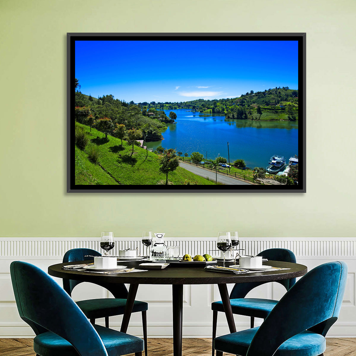 Santa Fe De Antioquia Lake View Wall Art in a room, landscape