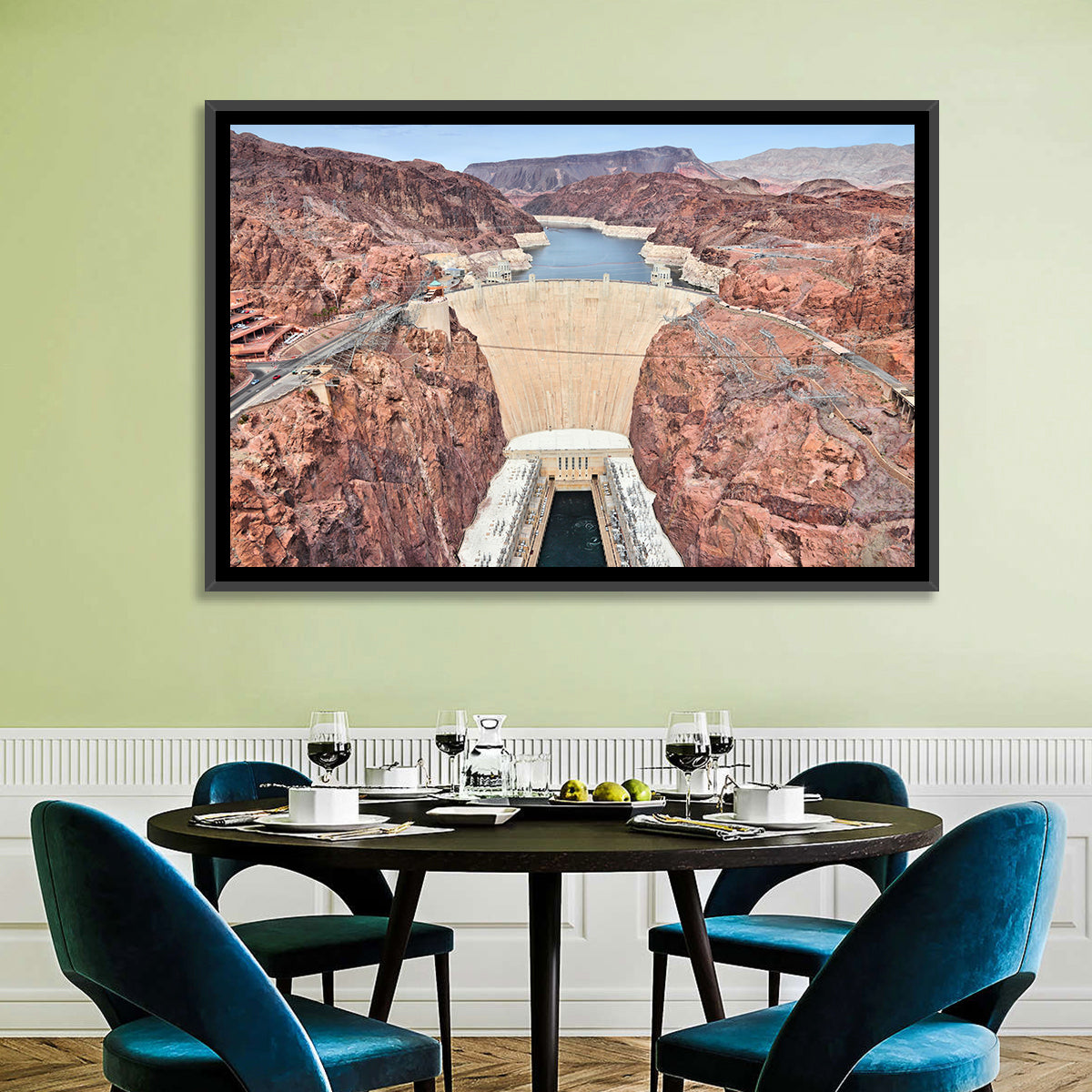 Hoover Dam High-angle View Wall Art in a room, landscape
