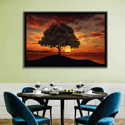 Birds Tree and Sunset Wall Art