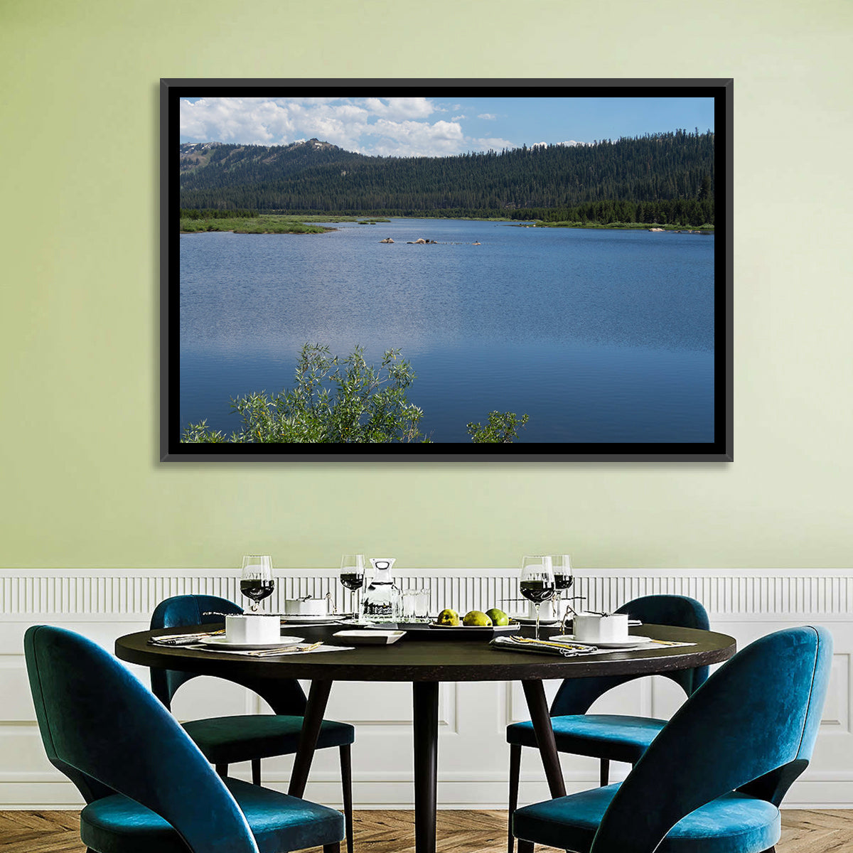 Lake Van Norden Wall Art in a room, landscape