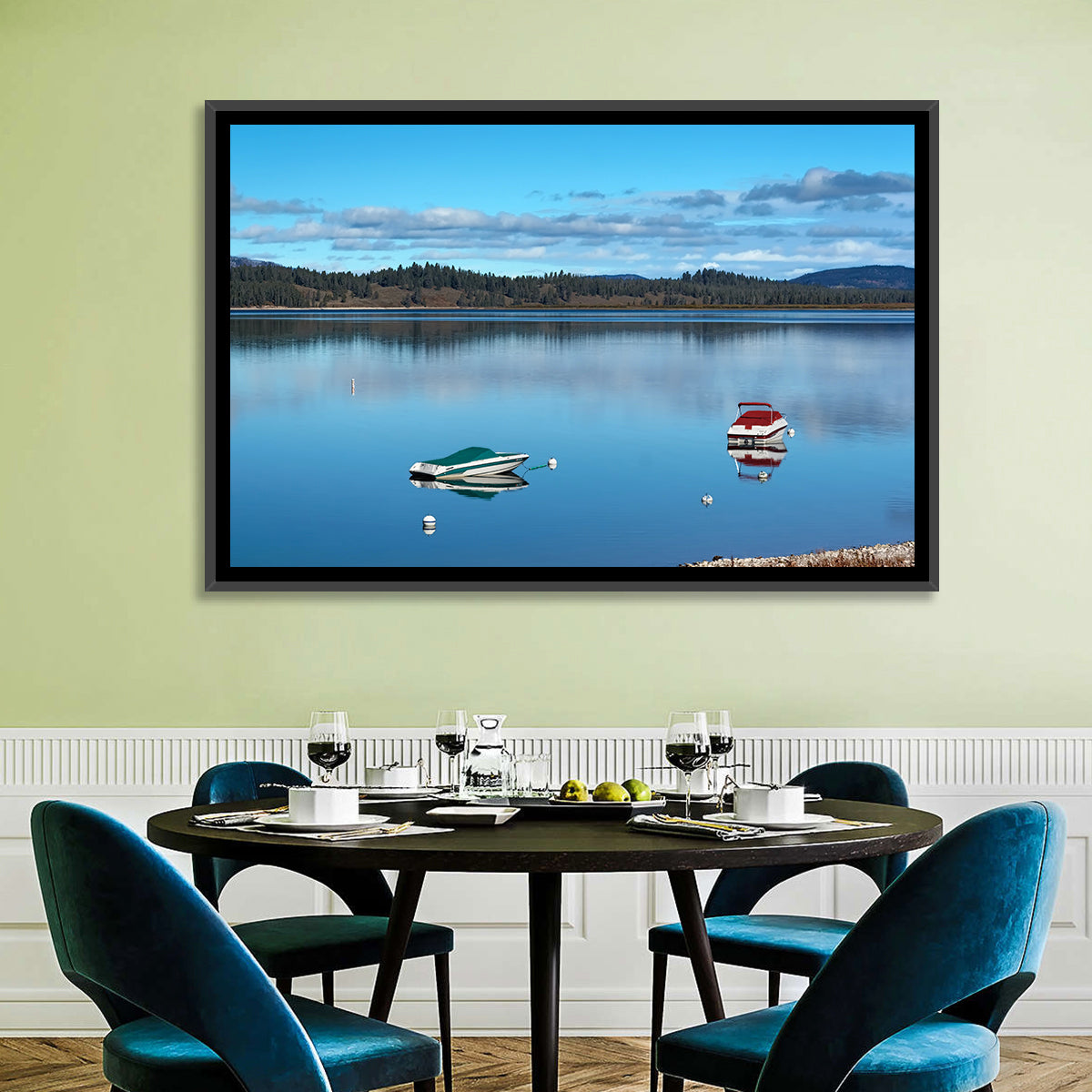 Jenny Lake Reflections Wall Art in a room, landscape