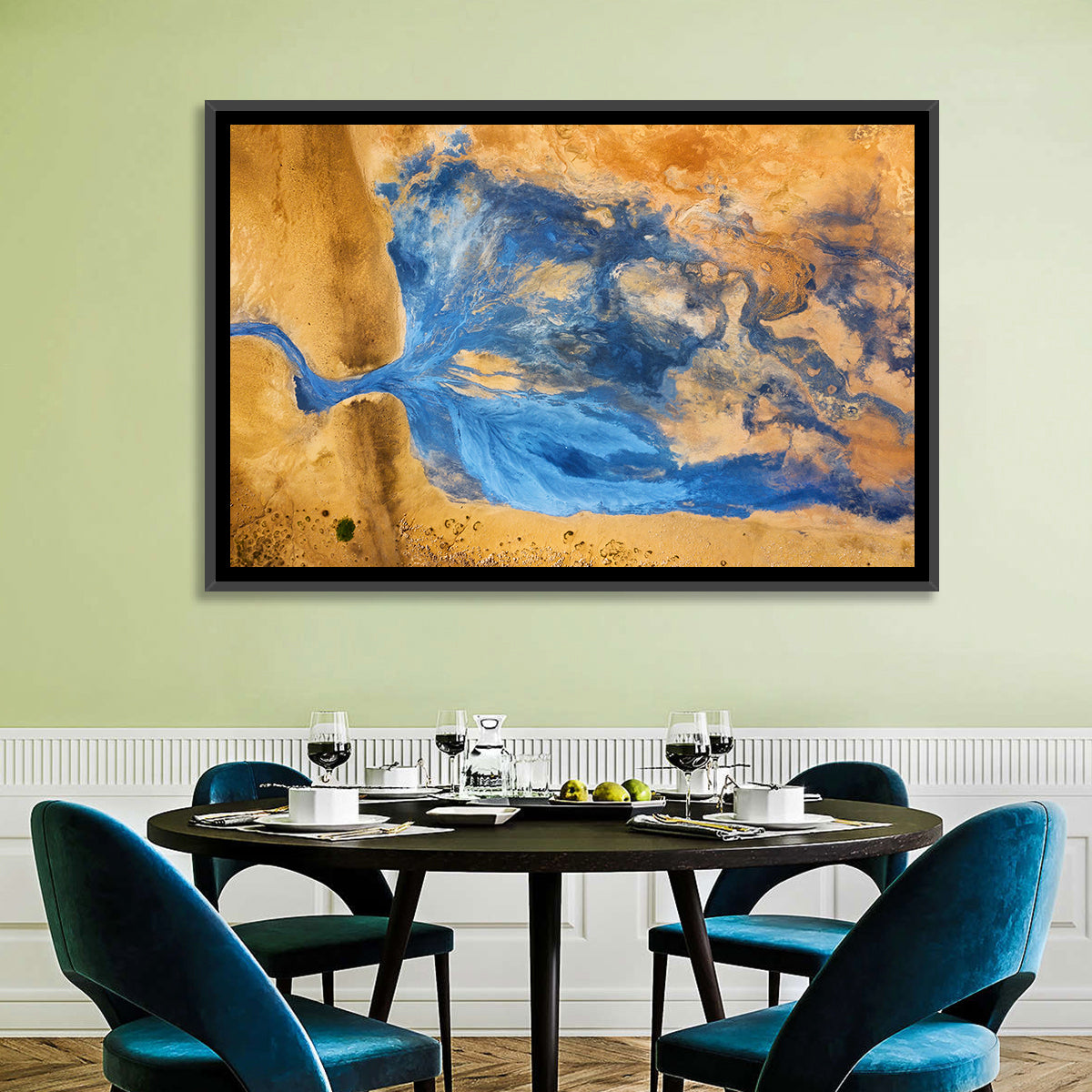 Geysers Valley Aerial View Wall Art in a room, landscape