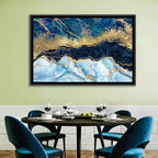 Navy Blue Marble with Gold Veins Wall Art