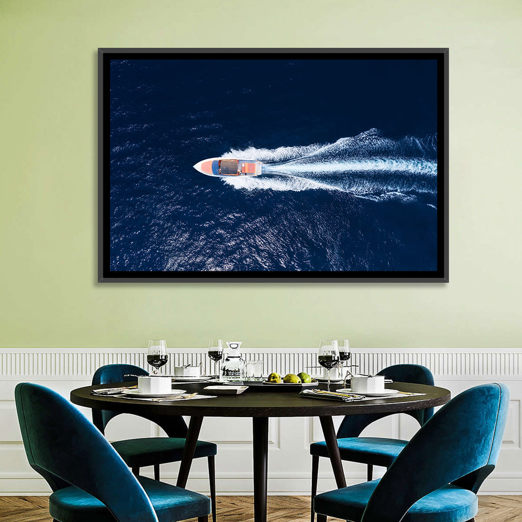Sleek Speedboat Over Navy Sea Wall Art