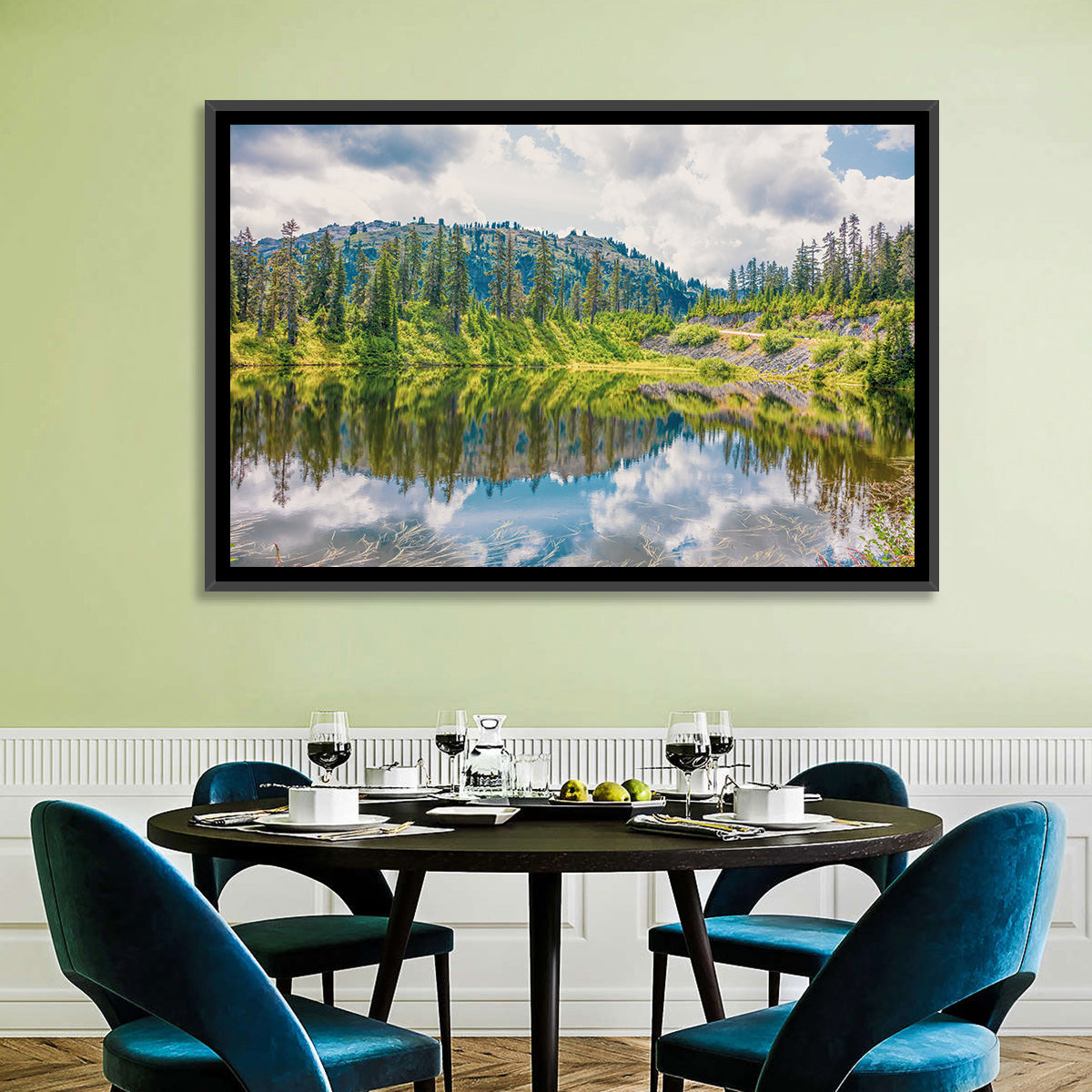 Highwood Lake Reflection Wall Art in a room, landscape