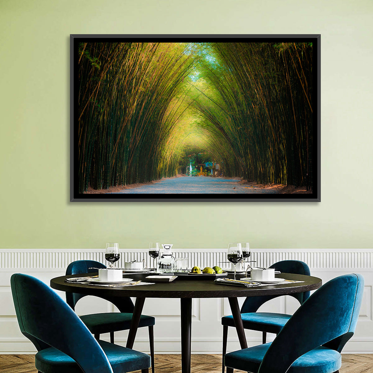 Arched Bamboo Tunnel Wall Art in a room, landscape