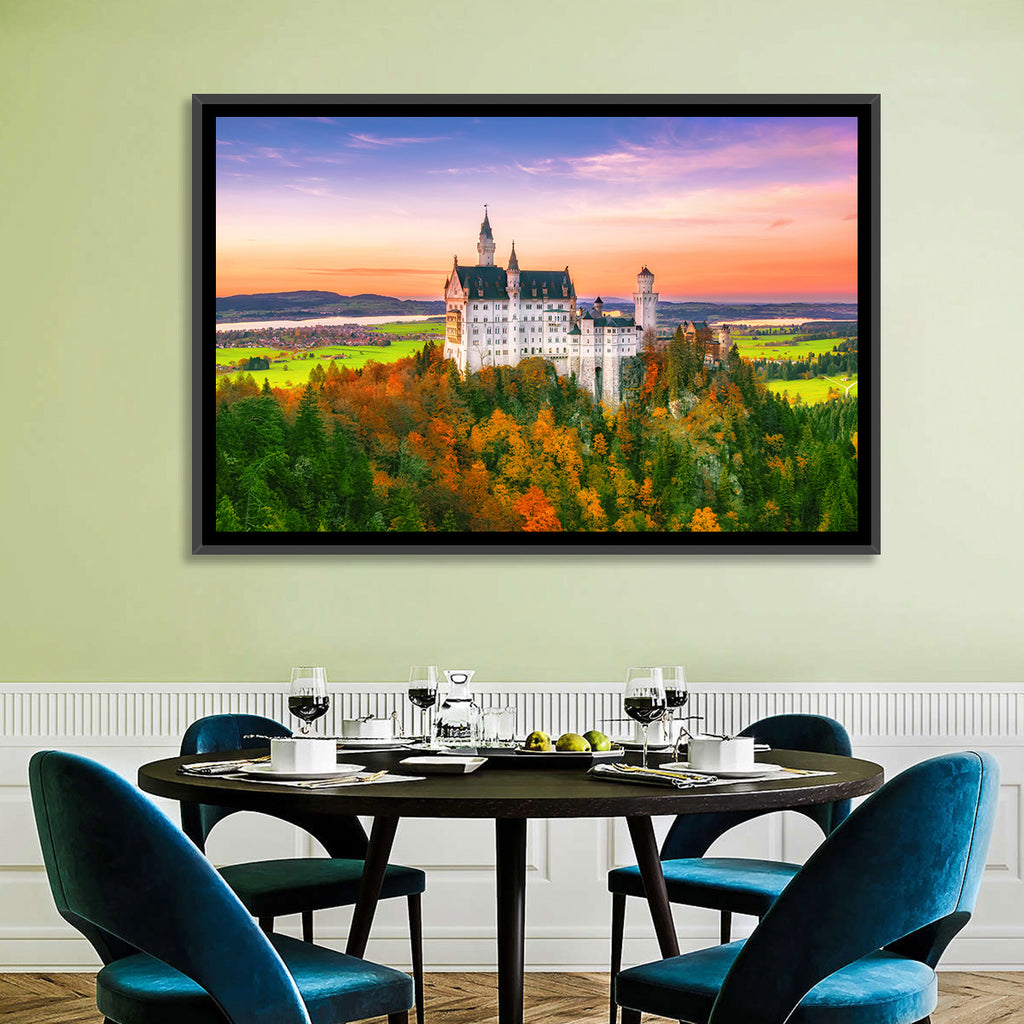 Neuschwanstein Castle at Autumn Sunset Wall Art