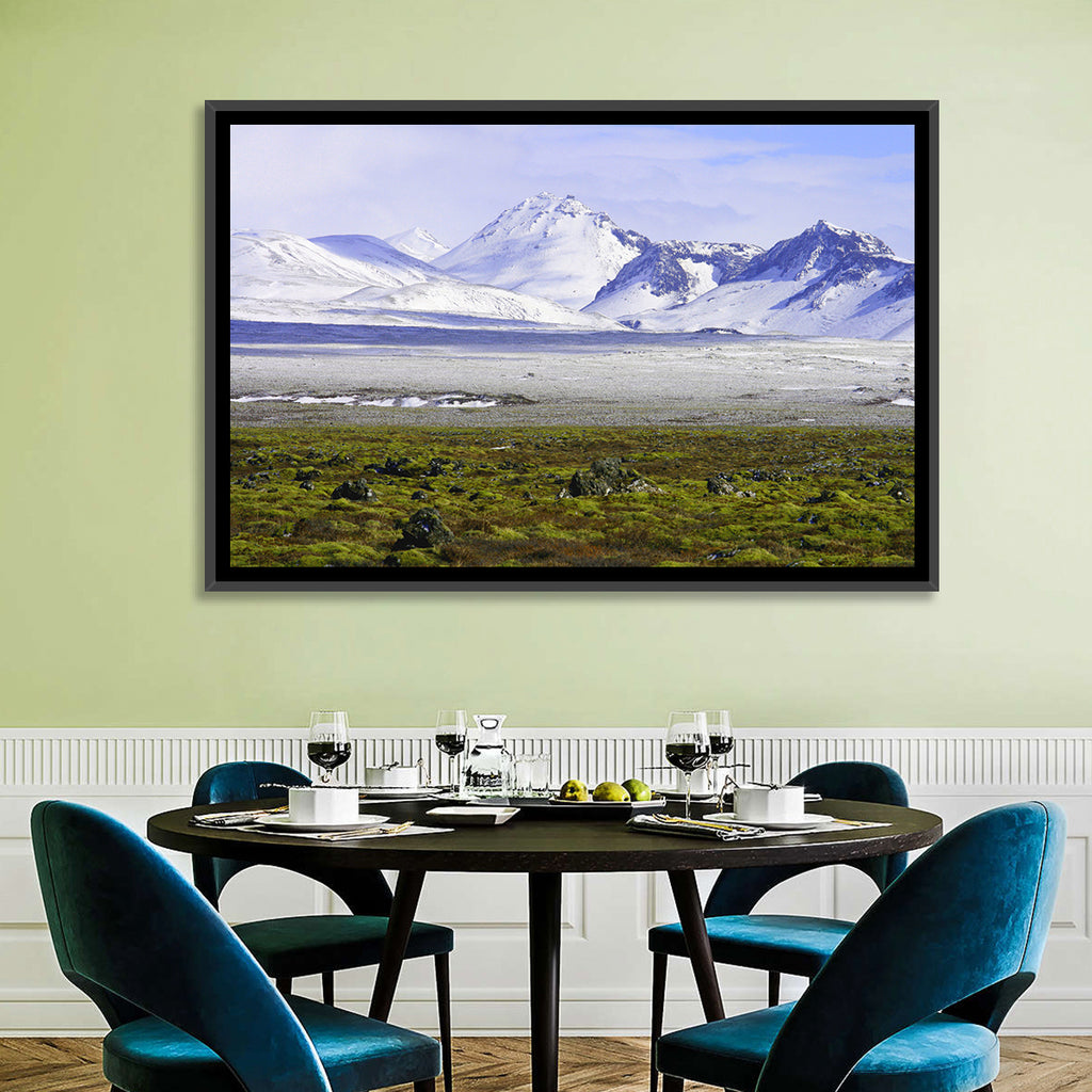 Icelandic Snow and Moss Landscape Wall Art