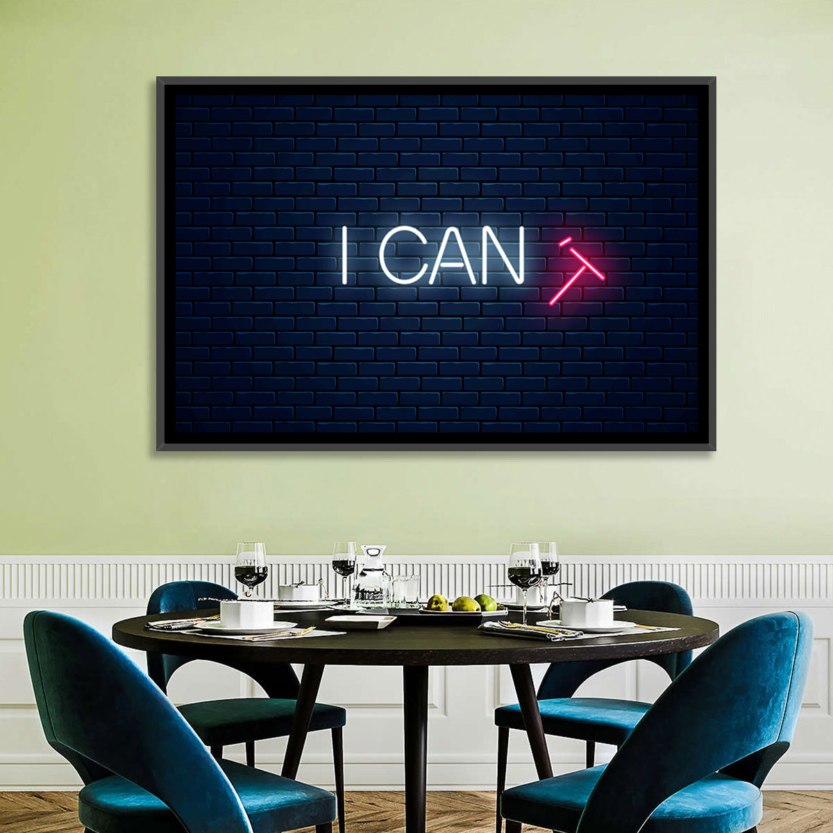 I Can Neon Sign Wall Art in a room, landscape
