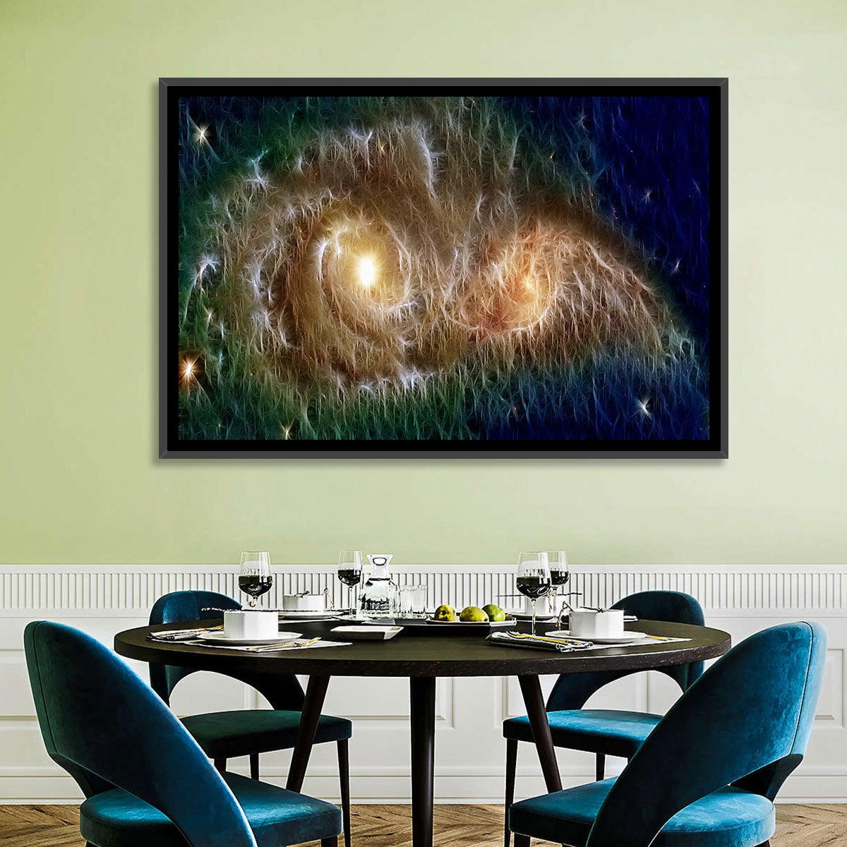 Infinite Universe and Galaxies Wall Art in a room, landscape