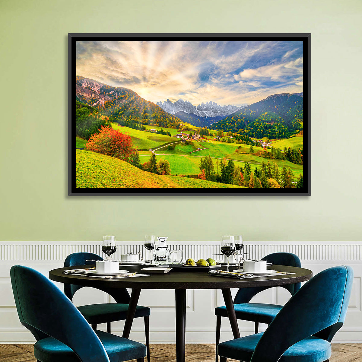 Santa Magdalena Valley at Golden Hour Wall Art in a room, landscape