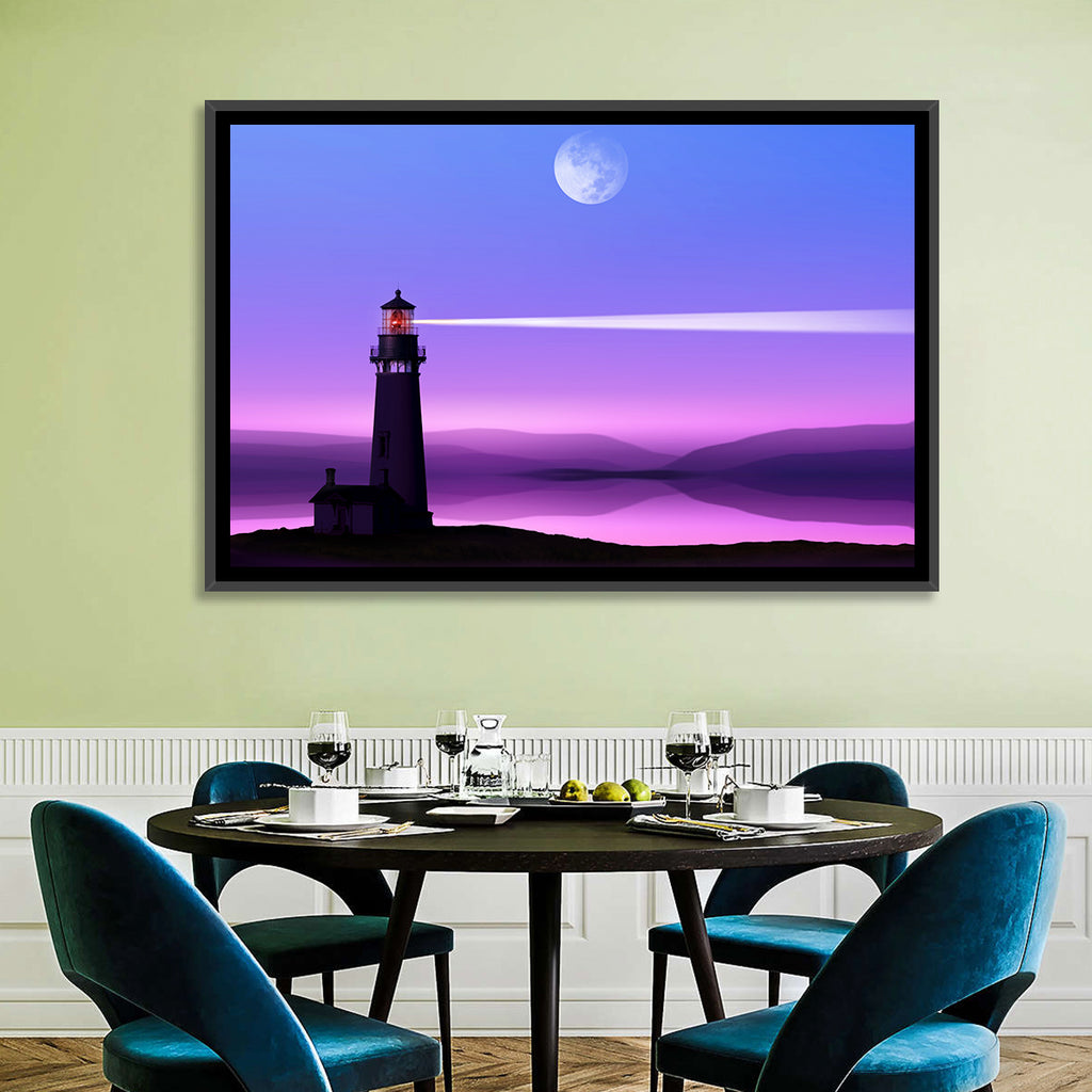 Moonlit Lighthouse Reflection Wall Art