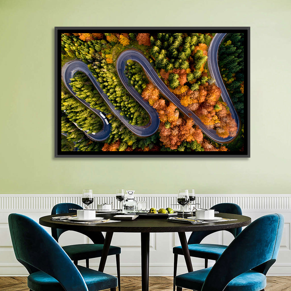Autumn Aerial Mountain Road Wall Art