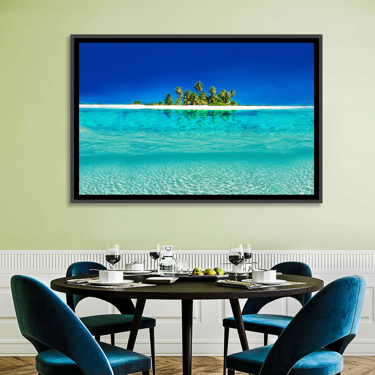 Tranquil Split-level Tropical Island Seascape Wall Art