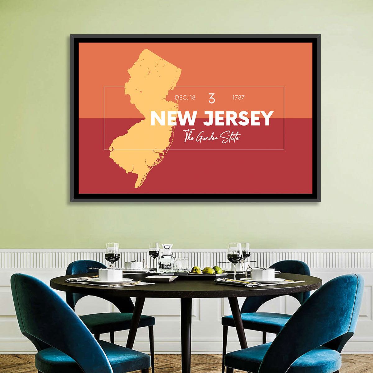 New Jersey State Map Wall Art