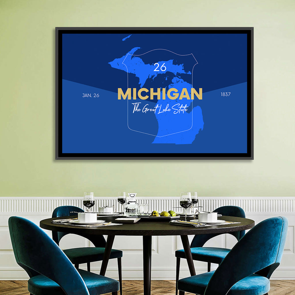 Michigan Shield Map Graphic Wall Art