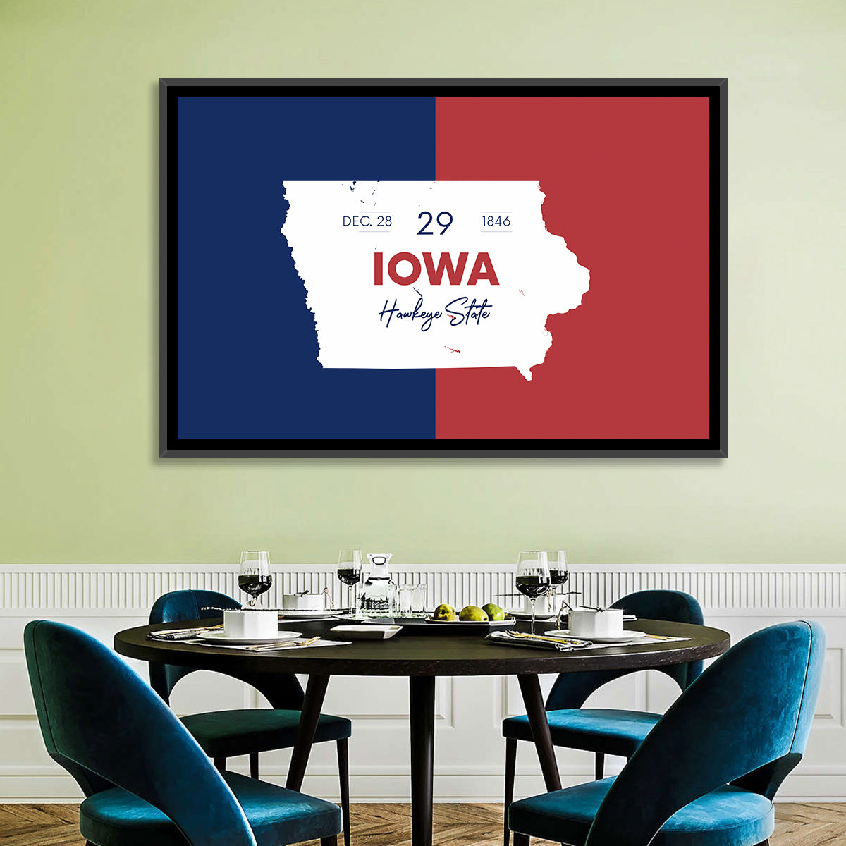 Hawkeye State Map Typography Wall Art
