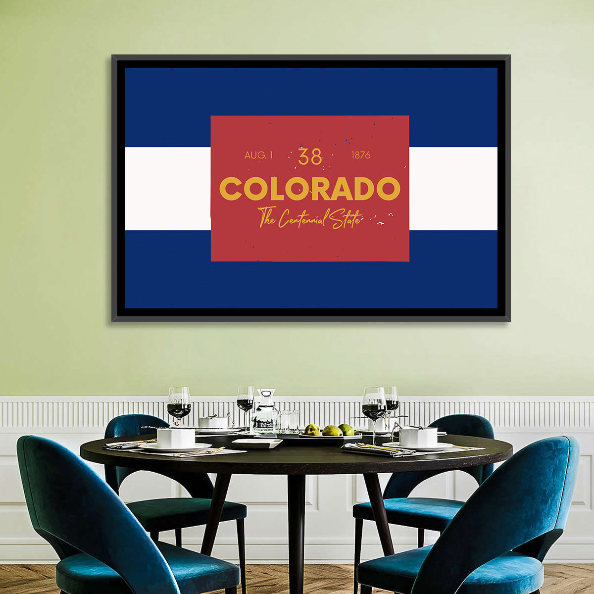 Colorado State Flag Map Wall Art