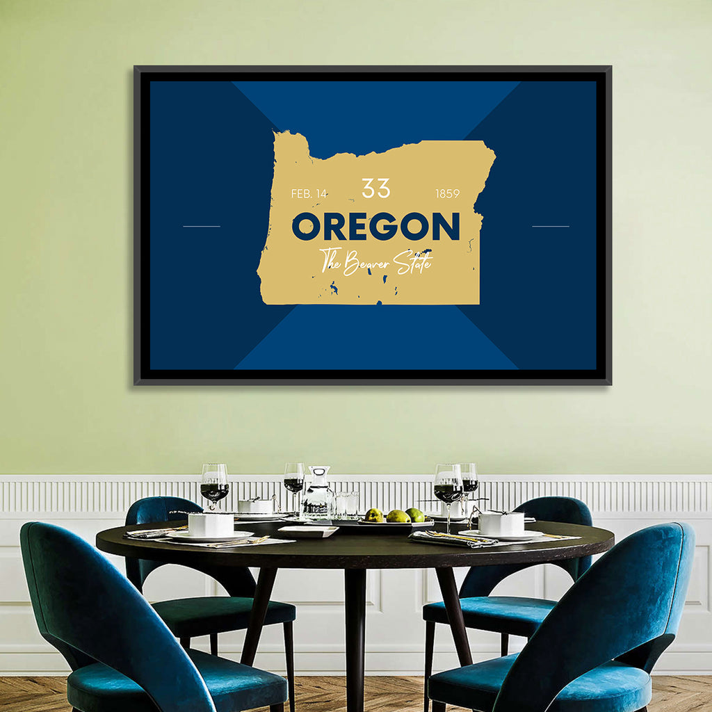 Oregon Typographic Map Wall Art