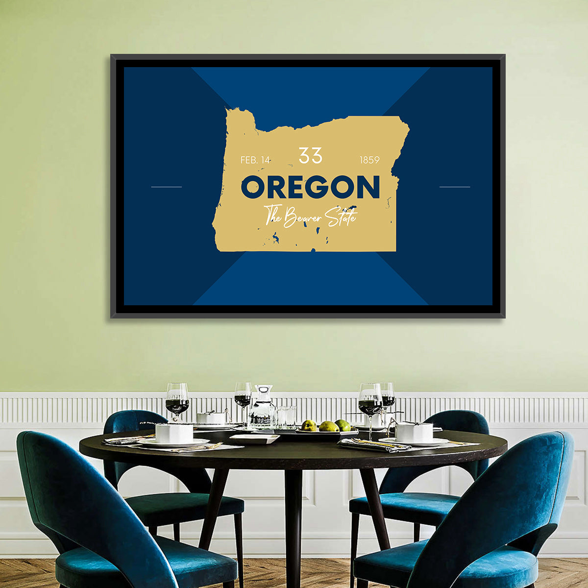 Oregon Typographic Map Wall Art
