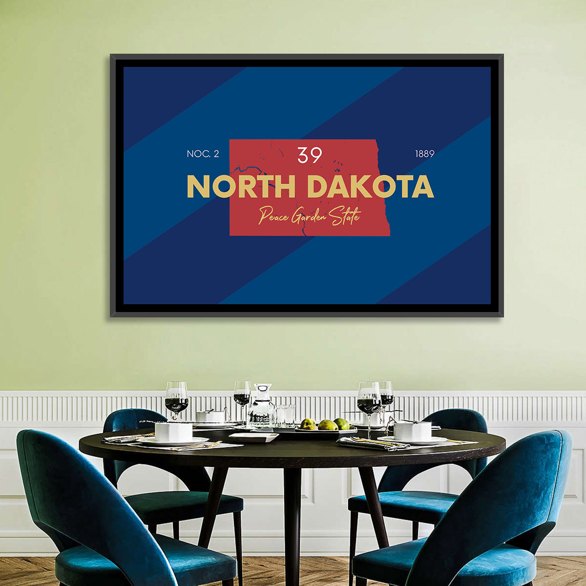 North Dakota Map Graphic Number 39 Wall Art in a room, landscape