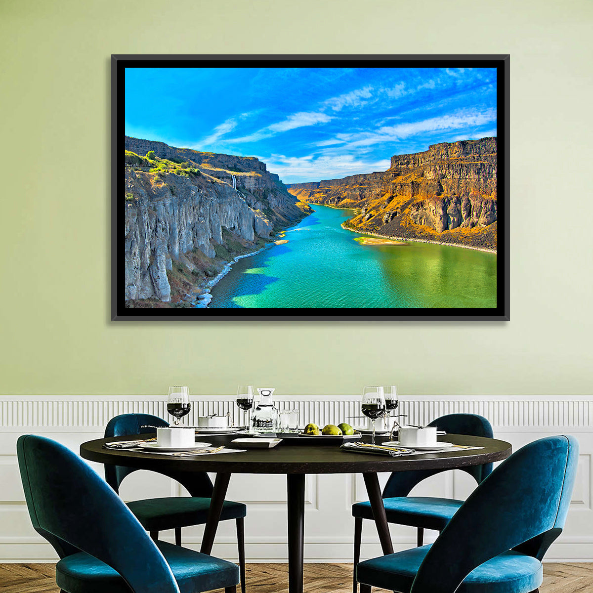 Snake River Canyon at Twin Falls Wall Art in a room, landscape