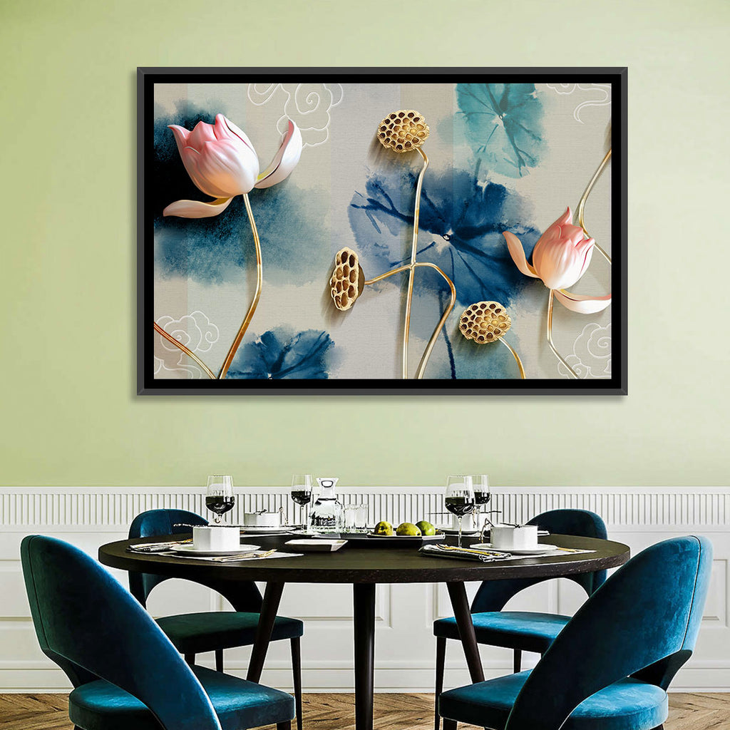 Blue Lotus Botanical Backdrop Wall Art