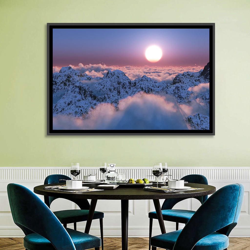 Sunset Above Snowy Mountains Wall Art