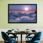 Sunset Above Snowy Mountains Wall Art