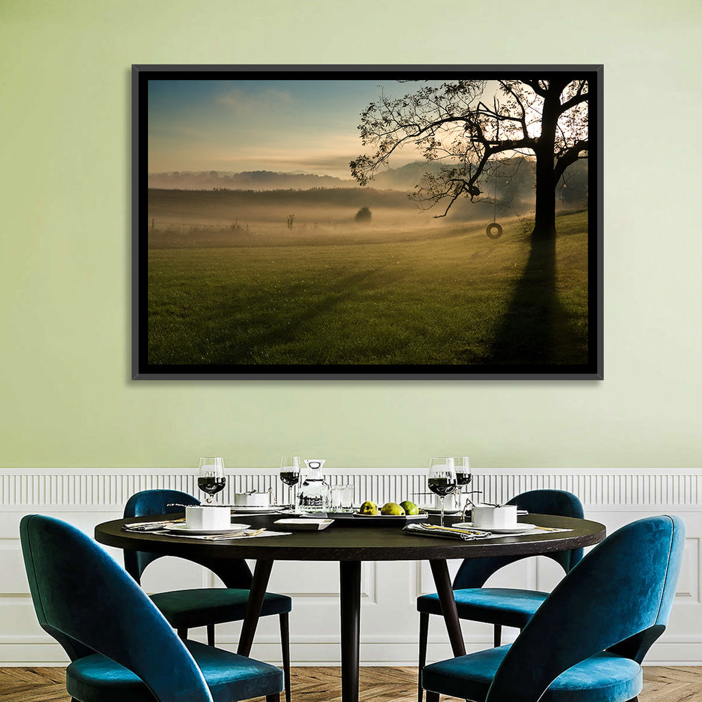 Tire Swing in Morning Mist Wall Art