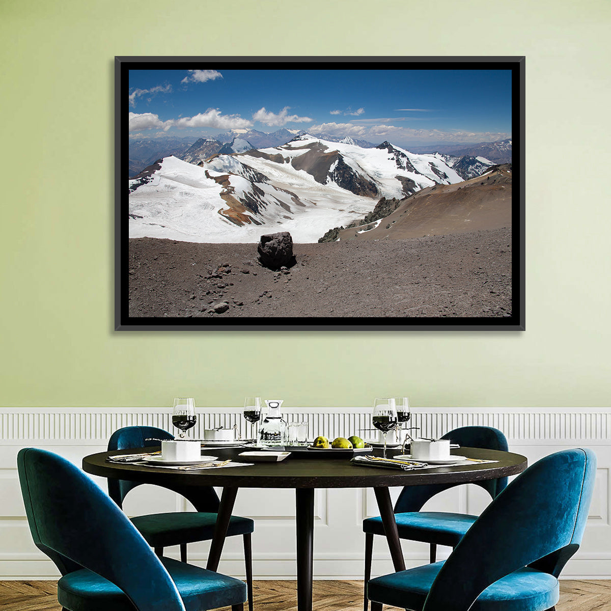 Aconcagua Glacial View Wall Art in a room, landscape