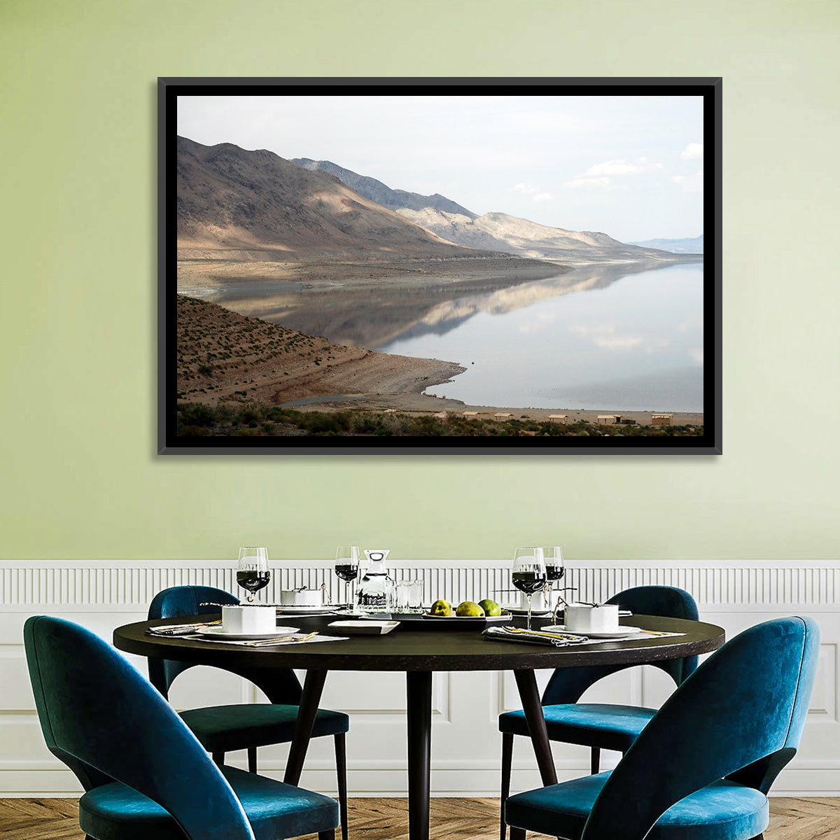 Walker Lake Reflections Wall Art in a room, landscape