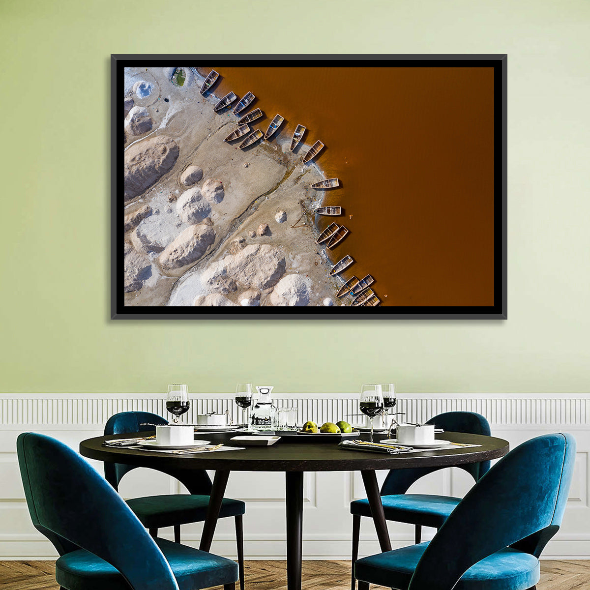 Salt Piles at Lake Retba Wall Art in a room, landscape